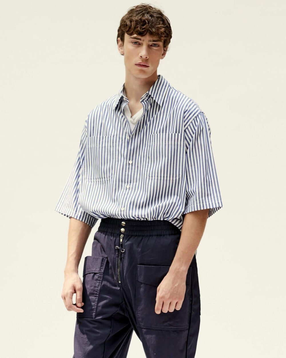 River Island skinny suit trousers in navy check - Image 3
