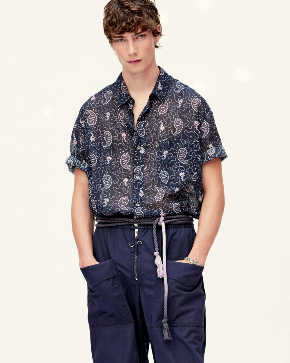 River Island skinny suit trousers in navy check - Image 2